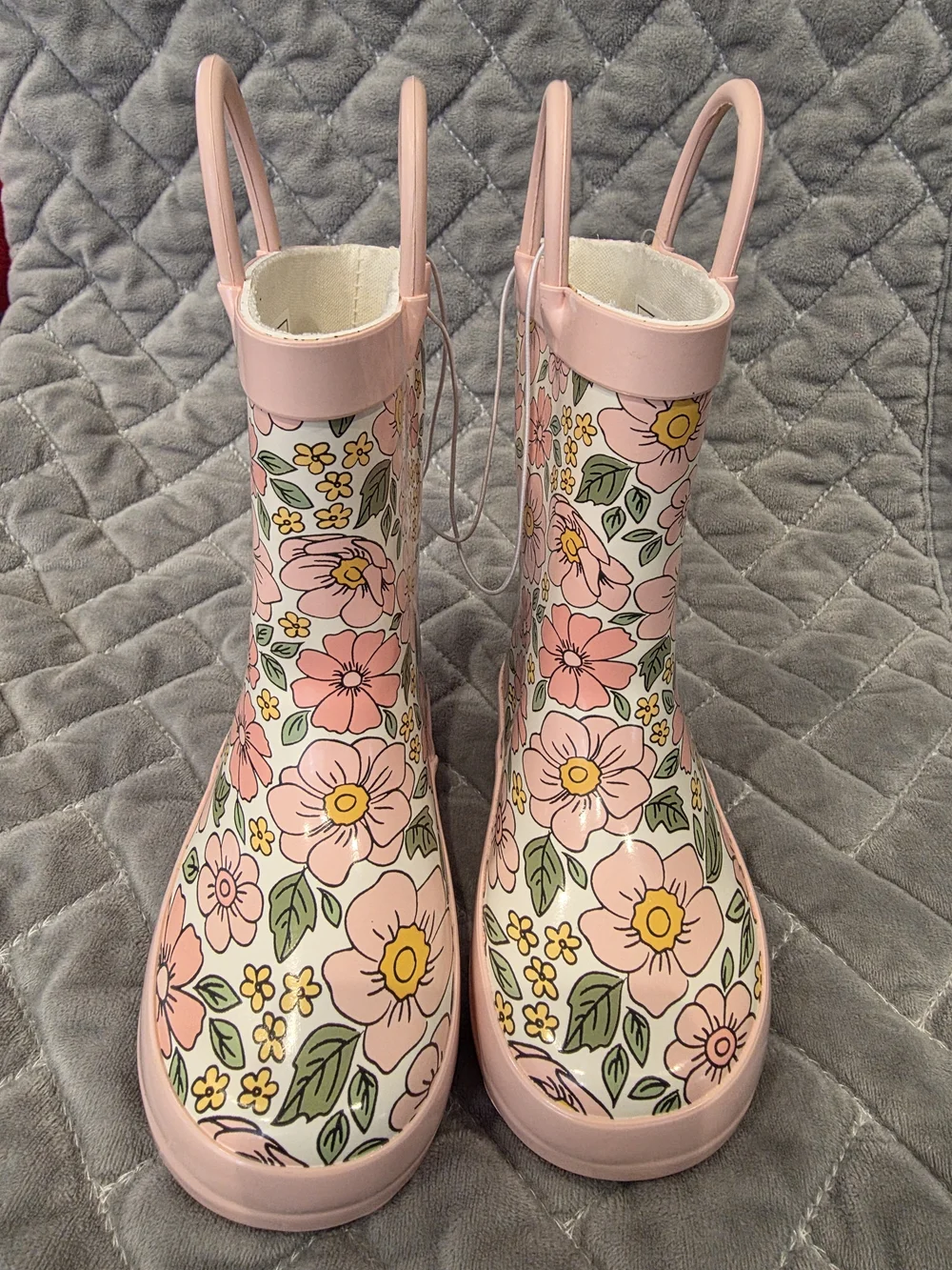 Hudson Baby Girls Rain Boots Pink Yellow Pretty Floral